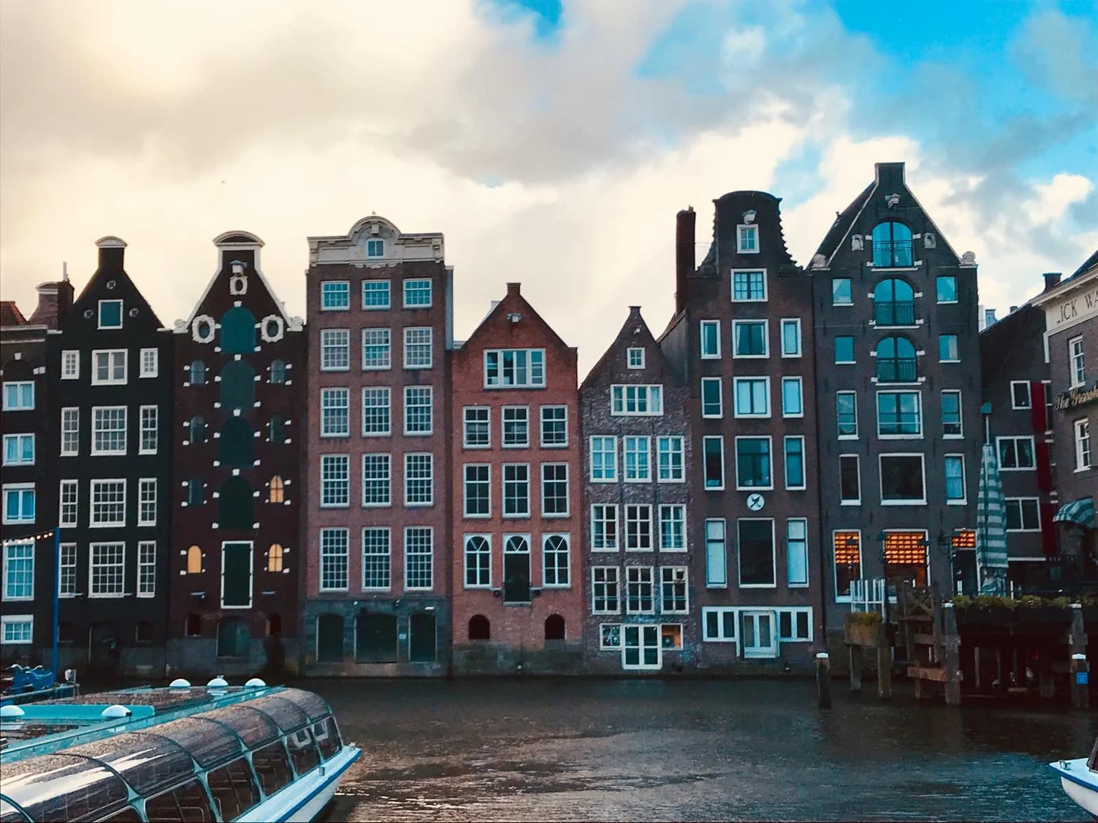 Canal-front Dutch city buildings